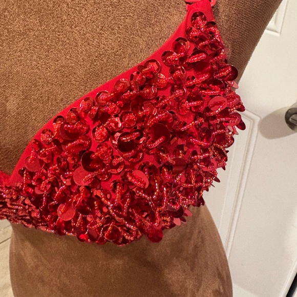 Red Sequin Embellished Bra - Picture 2 of 3